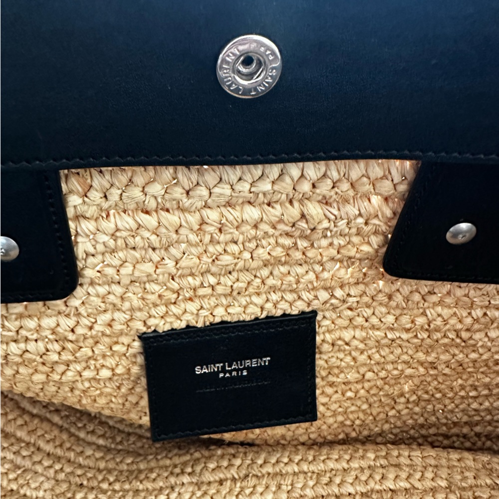 Saint Laurent Women’s Rive Gauche Raffia Tote Bag - Picture 7 of 7